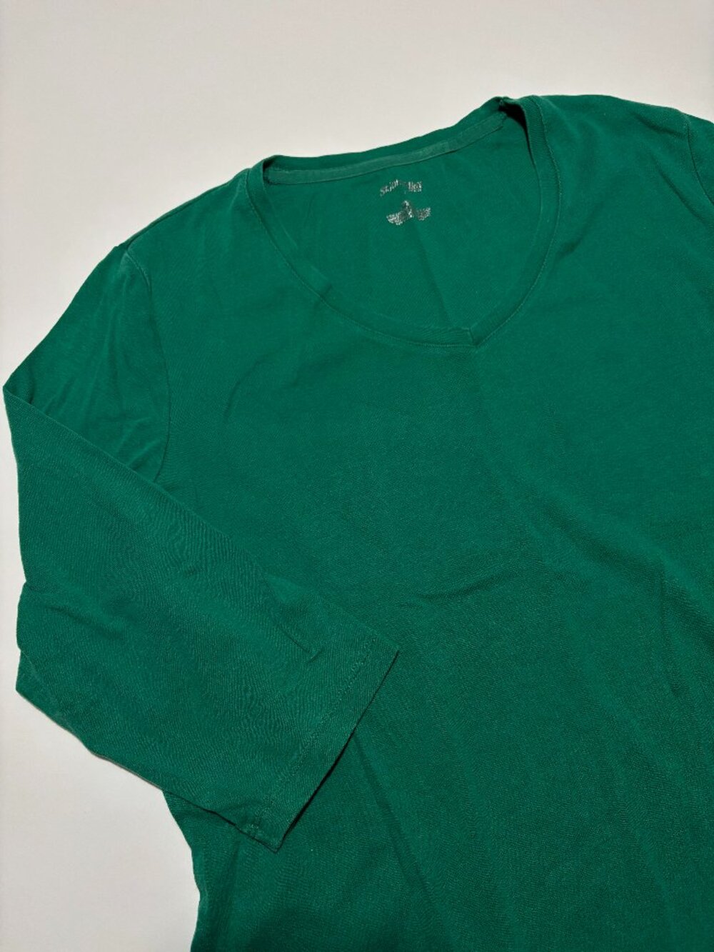 St. John's Bay Forest Green 3/4 Length Long Sleeve Cotton T-Shirt